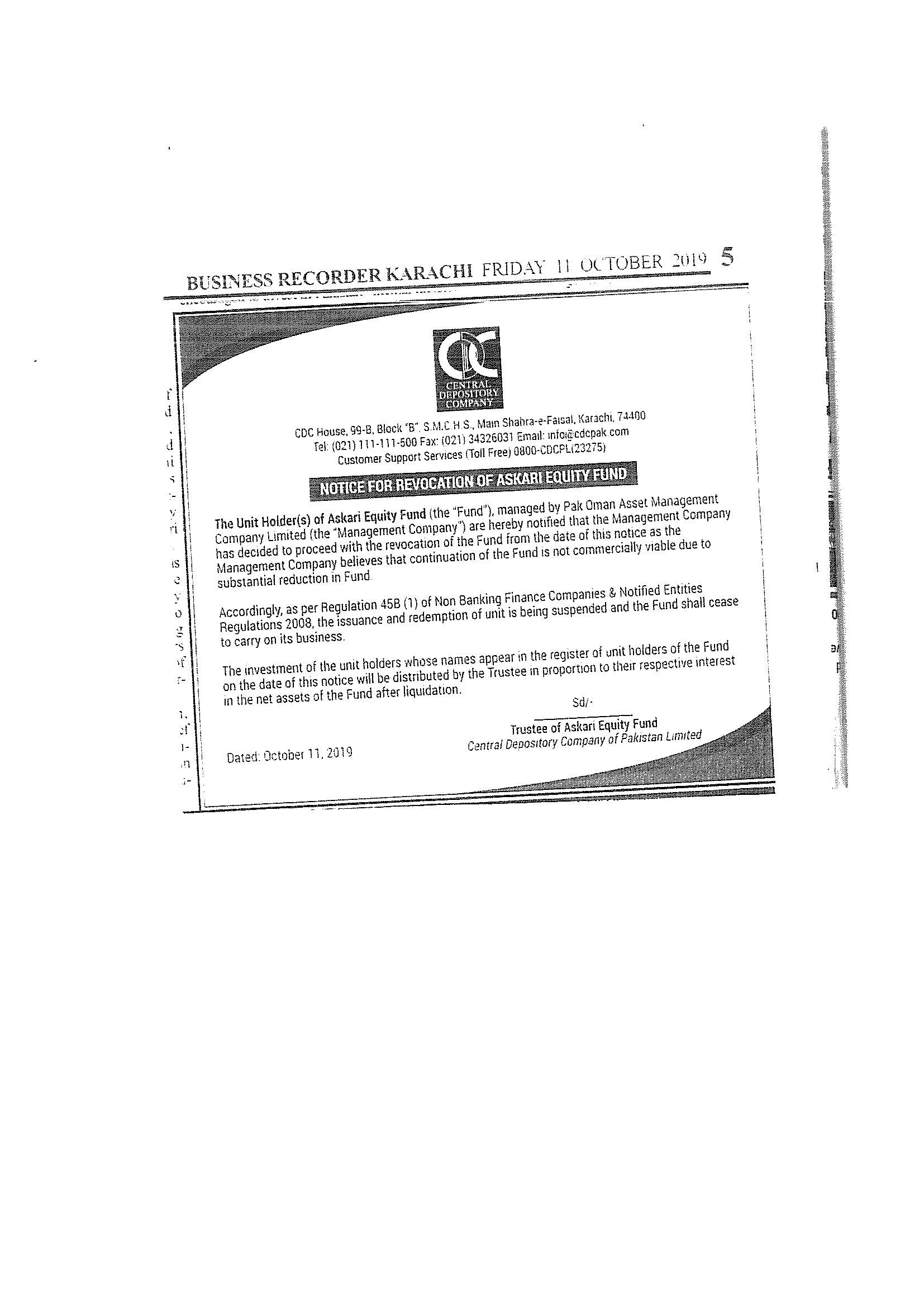 Notice Business Recorder